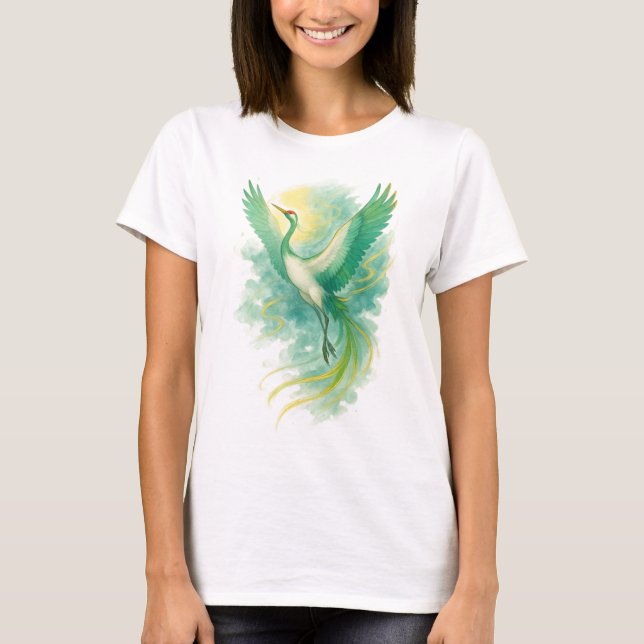 【Japanese Watercolor Phoenix T-Shirt】 T-Shirt (Front)