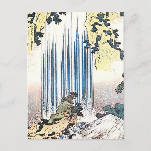Japanese Waterfall Illustration Postcard (Front)