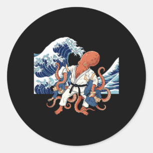 Japanese Wave BJJ Brazilian Jiu Jitsu Octopus Classic Round Sticker