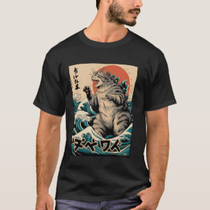 Japanese Wave Cat Ukiyo-e ちルね羊 ヰべダ T-Shirt