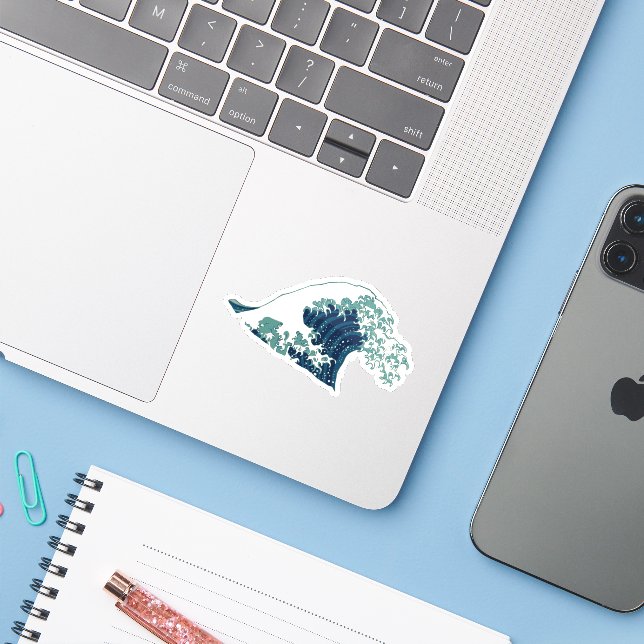 Japanese wave clipart, vintage illustration (Laptop w/ iPhone)