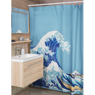 Japanese Wave Japandi Japan sea  Shower Curtain