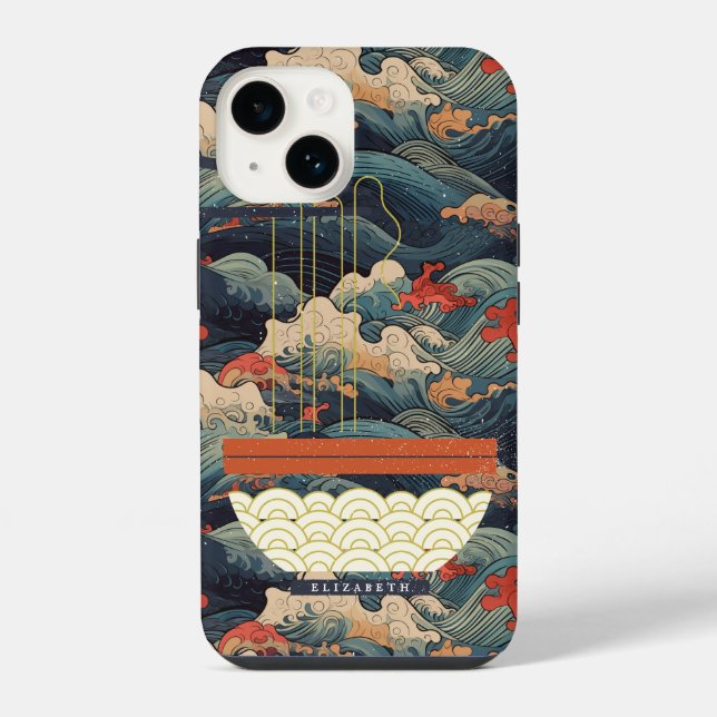 Japanese Wave Monogram Ramen iPhone Case (Back)