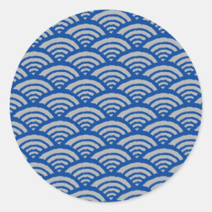 Japanese Wave Pattern Classic Round Sticker