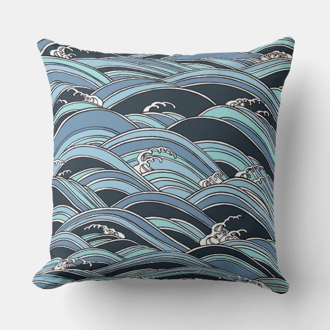 Japanese wave pattern cushion (Front)