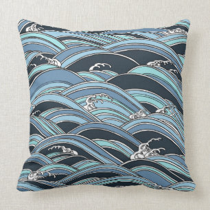 Japanese wave pattern cushion