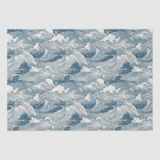 Japanese Wave Pattern Design for Wrapping Paper (Front)