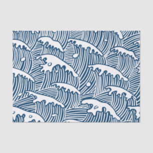 JAPANESE WAVE PATTERN IN BLUE Tissue Paper