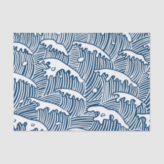 JAPANESE WAVE PATTERN IN BLUE Tissue Paper