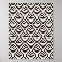 Japanese Wave Seigaiha Black And Cream White