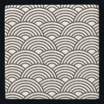 Japanese Wave Seigaiha Black And Cream White Stone Coaster<br><div class="desc">Japanese Seigaiha Wave Pattern – Black And Cream White.</div>