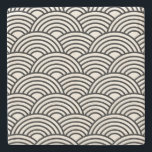 Japanese Wave Seigaiha Black And Cream White Stone Coaster<br><div class="desc">Japanese Seigaiha Wave Pattern – Black And Cream White.</div>