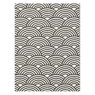 Japanese Wave Seigaiha Black And Cream White Tablecloth