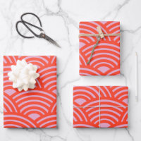 Japanese Wave Seigaiha Pattern Pink Red