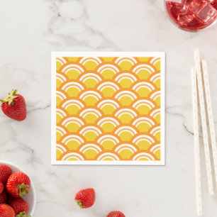 Japanese Wave Seigaiha  Pattern Yellow Orange  Napkin