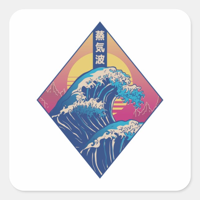 Japanese Wave Square Sticker (Front)