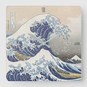 Japanese Wave Square Wall Clock