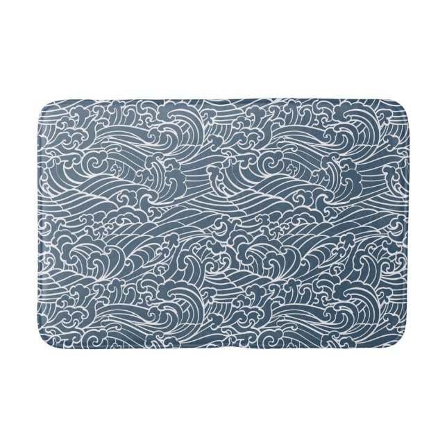Japanese Wave Style Pattern Bath Mat (Front)