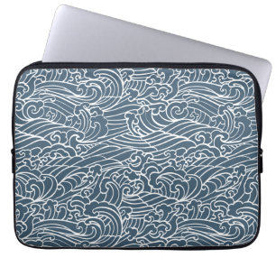 Japanese Wave Style Pattern Laptop Sleeve