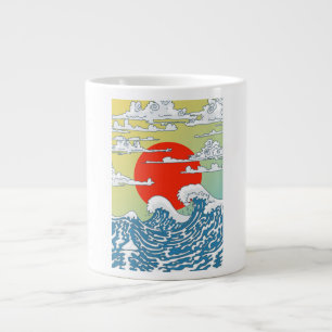 Japanese Waves Large Coffee Mug
