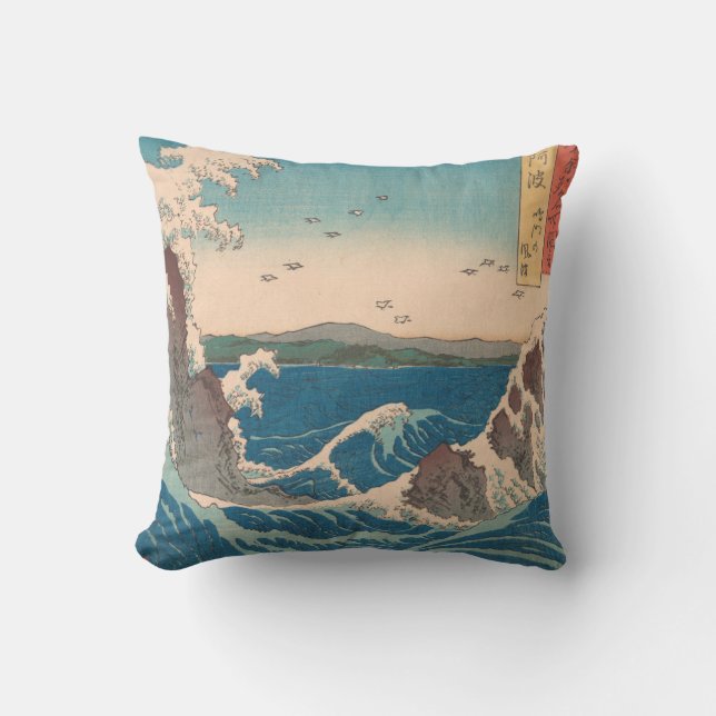 Japanese Waves Naruto Whirlpool Artwork Cushion (Front)