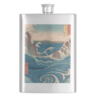 Japanese Waves Naruto Whirlpool Artwork Hip Flask