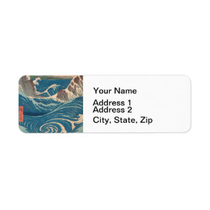 Japanese Waves Naruto Whirlpool Ocean Artwork Return Address Label