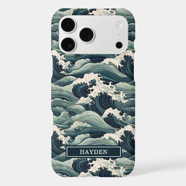 Japanese Waves Print Monogrammed (Back)