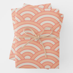 Japanese Waves Seigaiha Pattern Peach Fuzz  Wrapping Paper Sheet