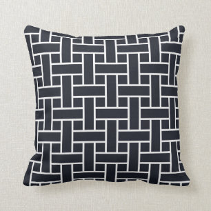 Japanese Weaving pattern in dark blue Cushion