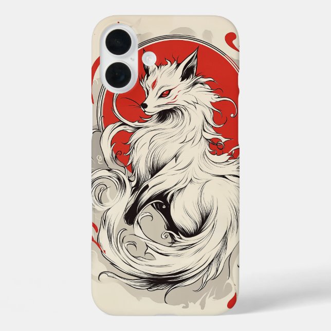 Japanese White Kitsune fox Case-Mate iPhone Case (Back)
