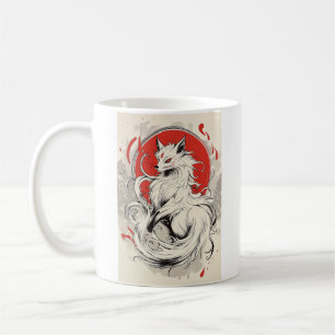 Japanese White Kitsune fox Coffee Mug