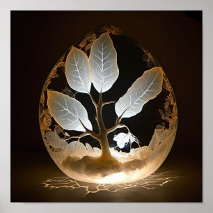 Japanese White Leaf Tree inside Pearl Poster