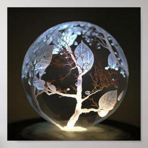 Japanese White Leaf Tree inside Pearl Poster