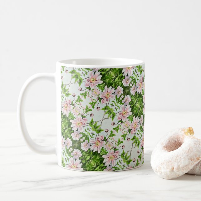 Japanese Windflowers - Coffee Mug (With Donut)