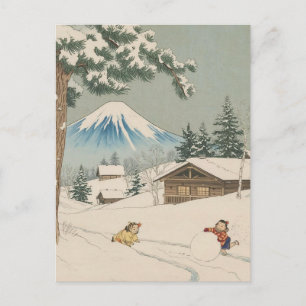 Japanese  winter  landscape -ukoy-e  style holiday postcard