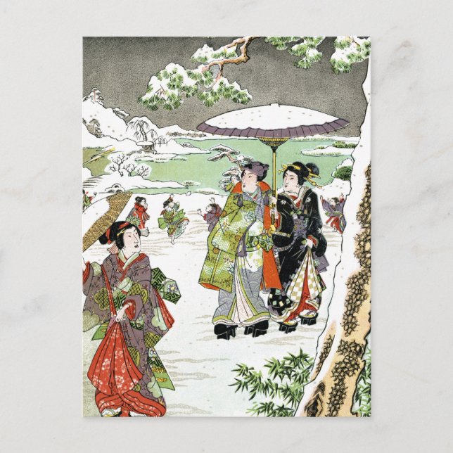 Japanese Winter Scene Postcard (Front)