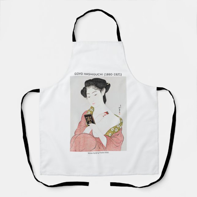 Japanese woman applying powder - Goyō Hashiguchi  Apron (Front)
