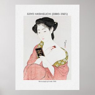 Japanese woman applying powder - Goyō Hashiguchi Poster