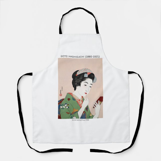 Japanese woman applying rouge - Goyō Hashiguchi Apron (Front)