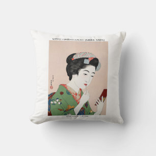 Japanese woman applying rouge - Goyō Hashiguchi  Cushion