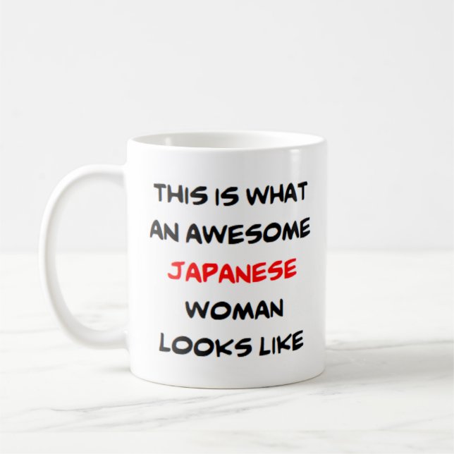 japanese woman, awesome coffee mug (Left)