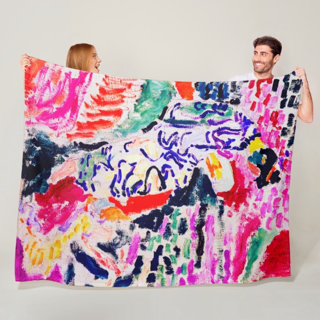 Japanese Woman beside the Water, Matisse Fleece Blanket (In Situ)