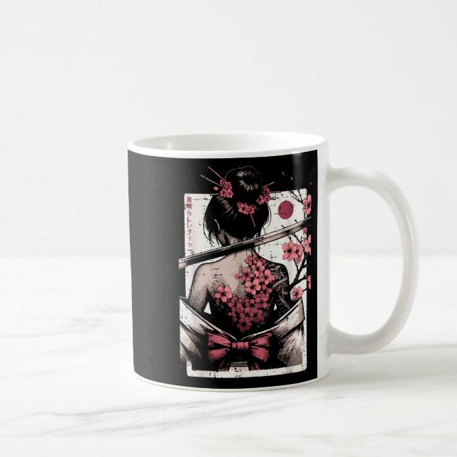 Japanese Woman Cherry Blossom Tattoo Art Geisha Wo Coffee Mug (Right)