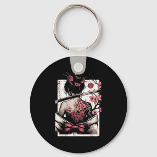 Japanese Woman Cherry Blossom Tattoo Art Geisha Wo Key Ring