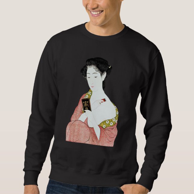 Japanese Woman Geisha Shin hanga Ukiyo e Japanese  Sweatshirt (Front)
