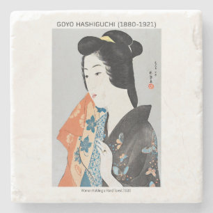 Japanese woman holding her towel - Goyō Hashiguchi Stone Coaster