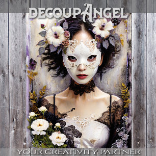 Japanese Woman in Floral Grace - Decoupage - Tissue Paper