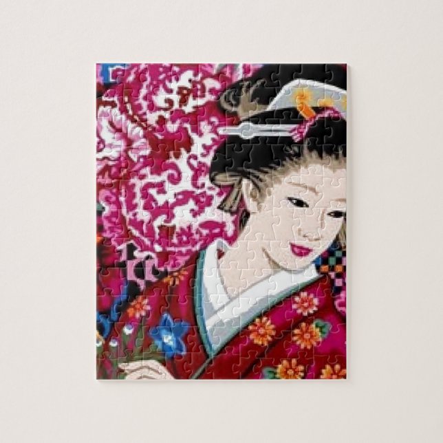 Japanese Woman in Kimono Jigsaw Puzzle (Vertical)