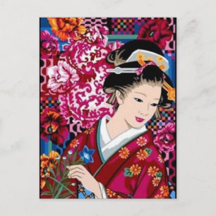 Japanese Woman in Kimono Postcard